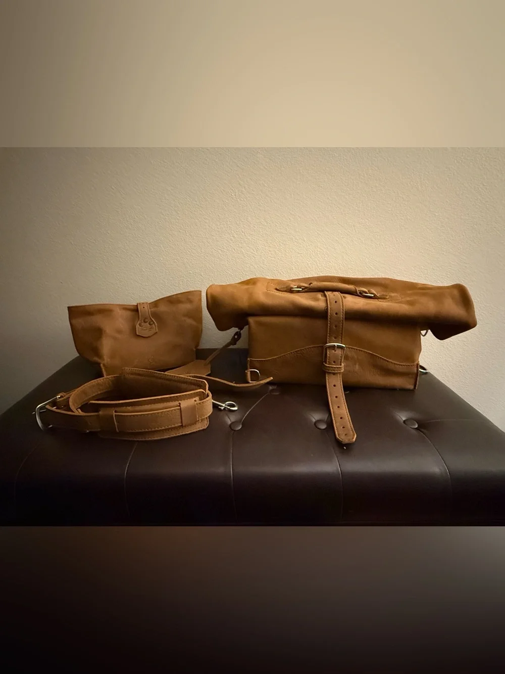NWOT Discontinued Saddleback Leather Co. Large 14in. Overnight Bag Set - Picture 1 of 9